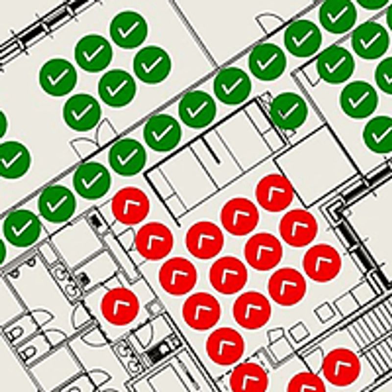 Floor plan annotated with Wi-Fi fingerprinting coverage